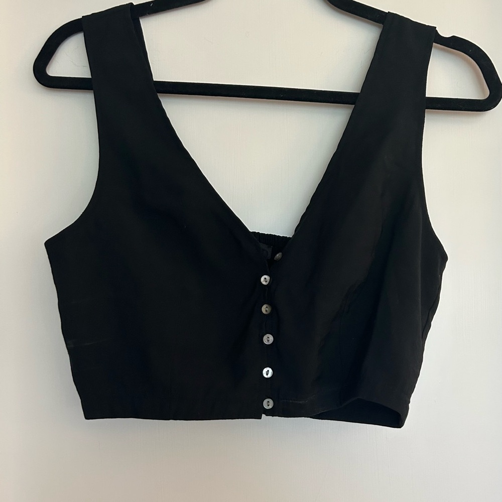 Madewell Cropped Vest Tank Top with Buttons